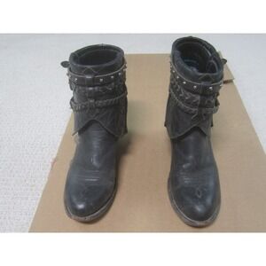 RARE Lane Womens Boots Mesa Booties Western Sz 7.5 Black Leather Ankle Cowgirl